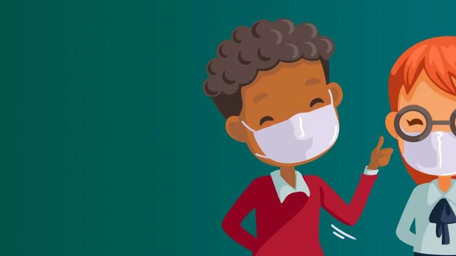 Clip Art of children wearing medical masks
