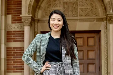 Female with suit on