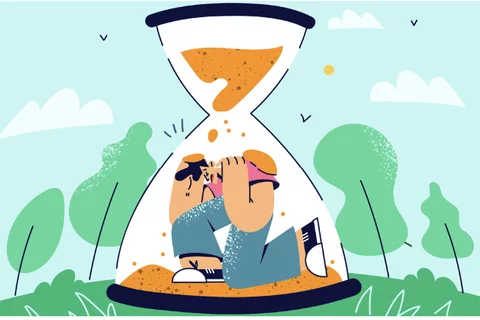 illustration of a man in hourglass
