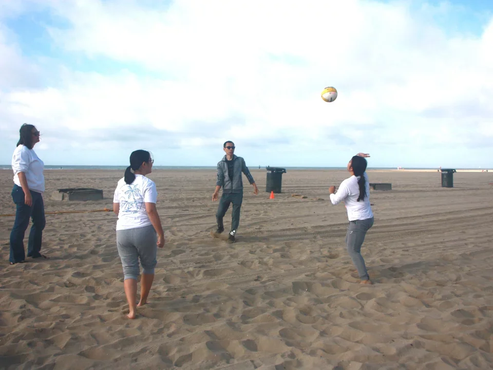 volleyball on beach during retreat