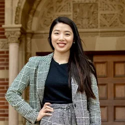 Female with suit on
