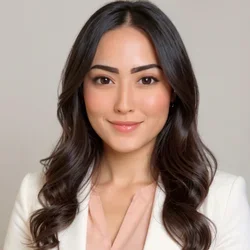 female with white jacket